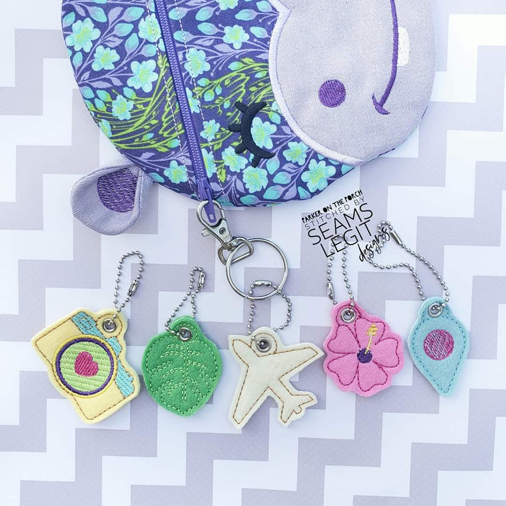 Digital Download- Tropical Travel Charms - in the hoop machine embroidery ITH pattern