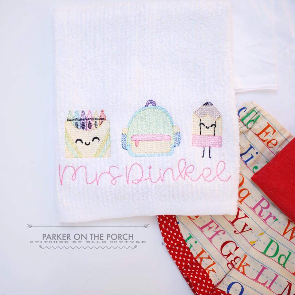 Digital Download - School Days Sketch Trio - in the hoop machine embroidery ITH pattern
