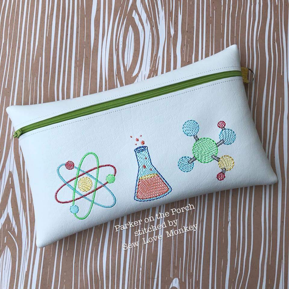 Digital Download- Science Sketch Trio - in the hoop machine embroidery ITH pattern