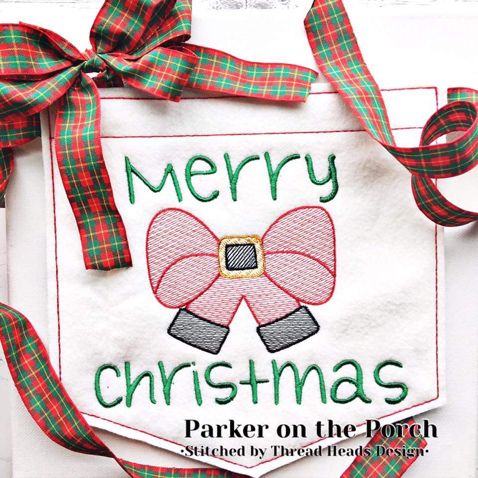 Digital Download- Santa Bow Sketch Embroidery Fill - in the hoop machine embroidery ITH pattern