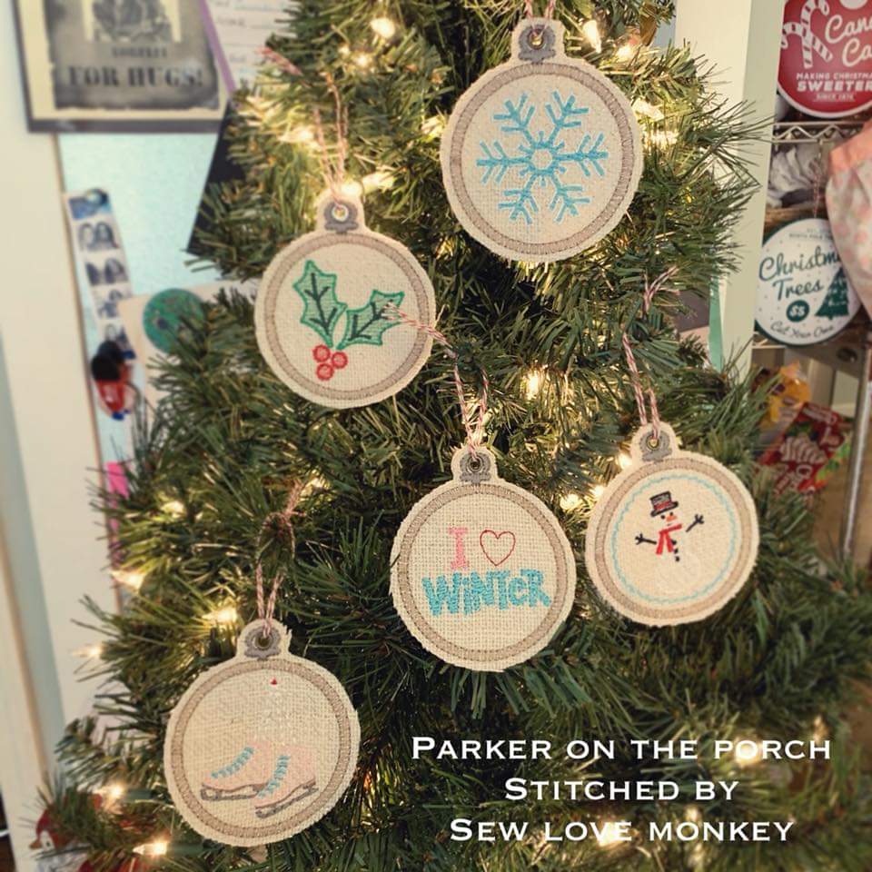 Digital Download- Embroidery Hoop Winter Ornament Set - in the hoop machine embroidery ITH pattern