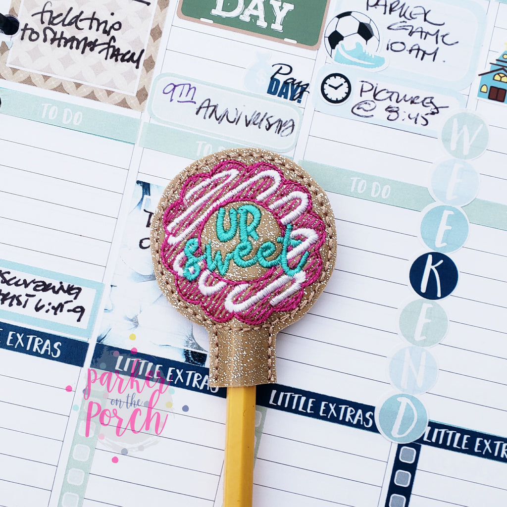 Digital Download- Donut Pencil Topper - in the hoop machine embroidery ITH pattern