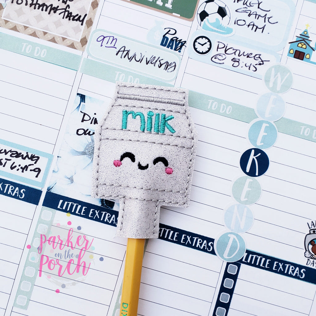 Digital Download- Milk Pencil Topper - in the hoop machine embroidery ITH pattern