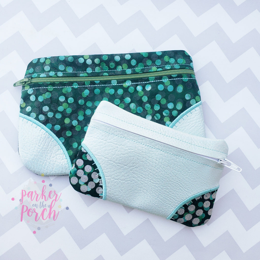 Digital Download - The Original Clutch FRONT ZIP Zipper Bag - in the hoop machine embroidery ITH pattern