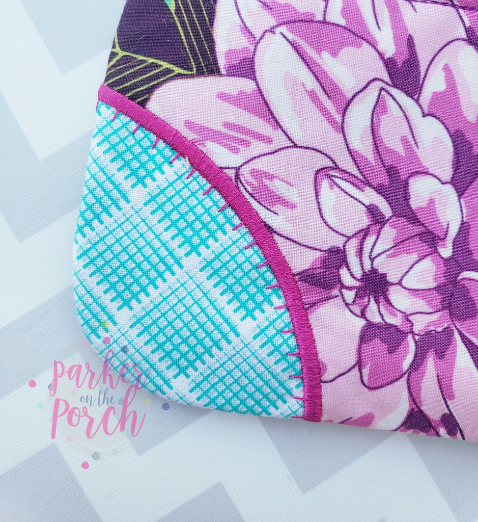 Digital Download - The Original Clutch FRONT ZIP Zipper Bag - in the hoop machine embroidery ITH pattern