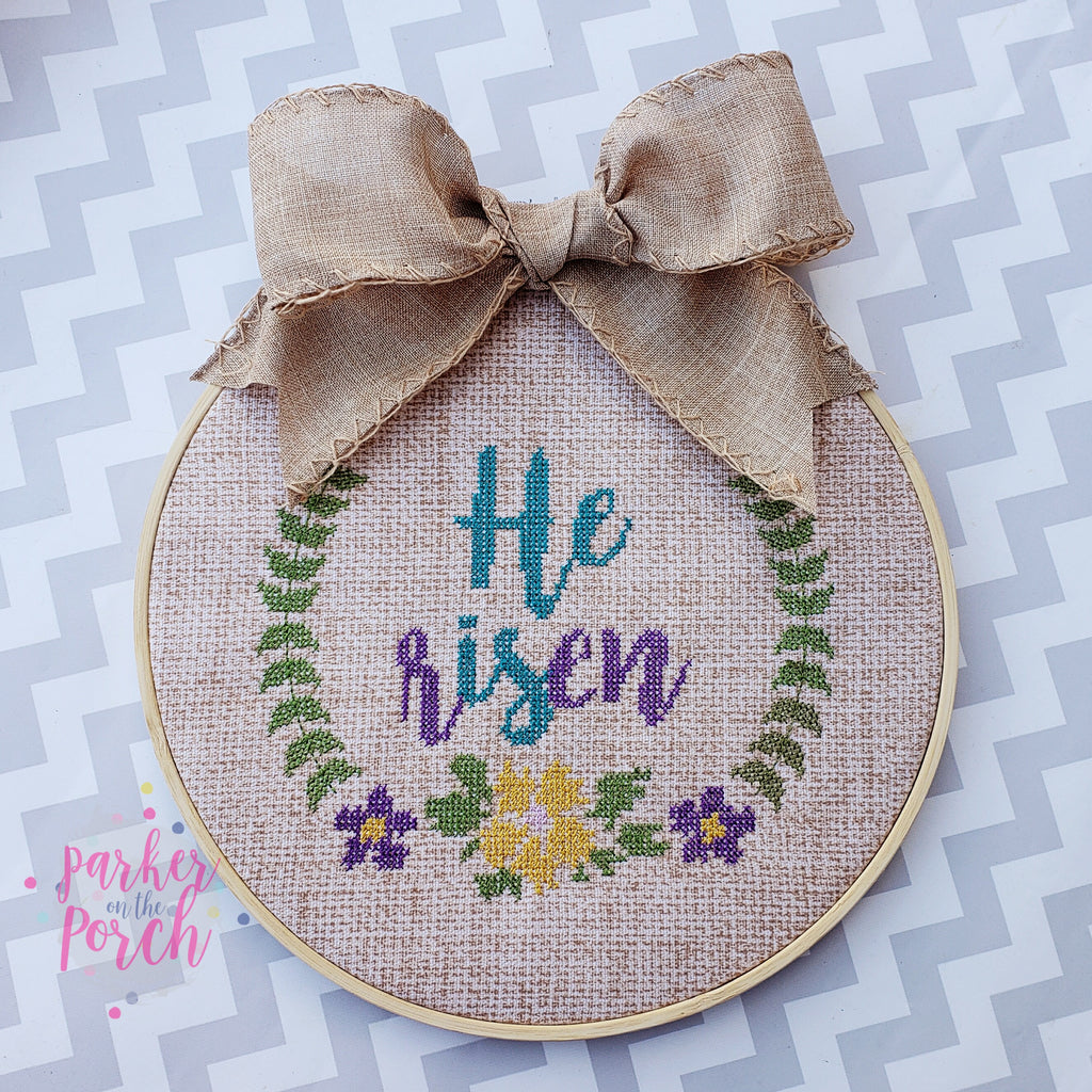 Digital Download- He Is Risen Cross Stitch - Embroidery Fill - in the hoop machine embroidery ITH pattern