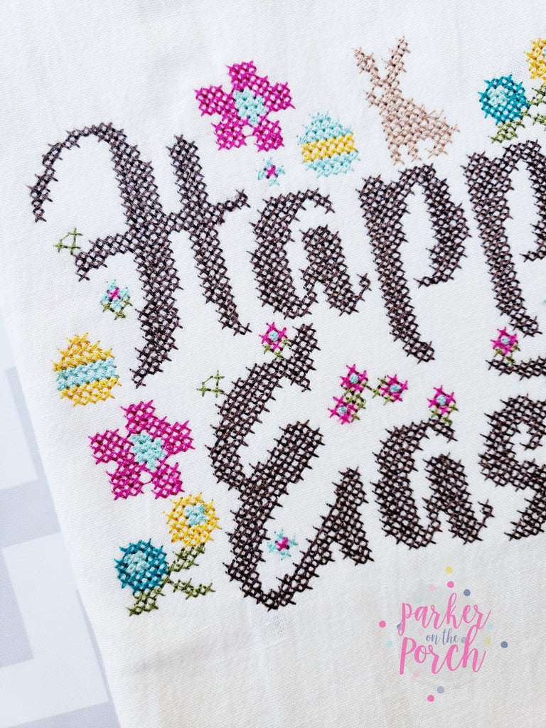 Digital Download- Happy Easter Cross Stitch - Embroidery Fill - in the hoop machine embroidery ITH pattern