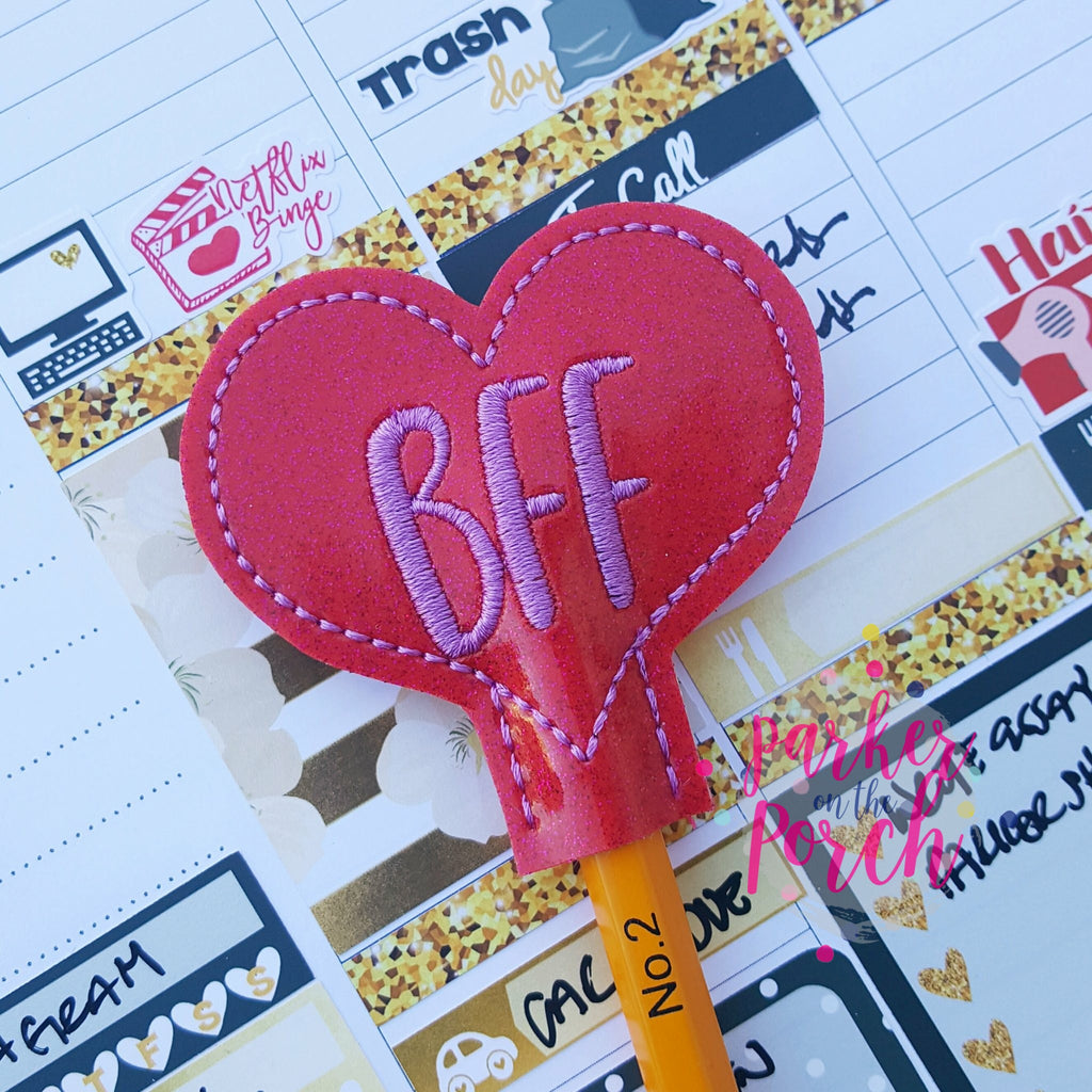 Digital Download- BFF Heart Pencil Topper - Parker on the Porch, LLC