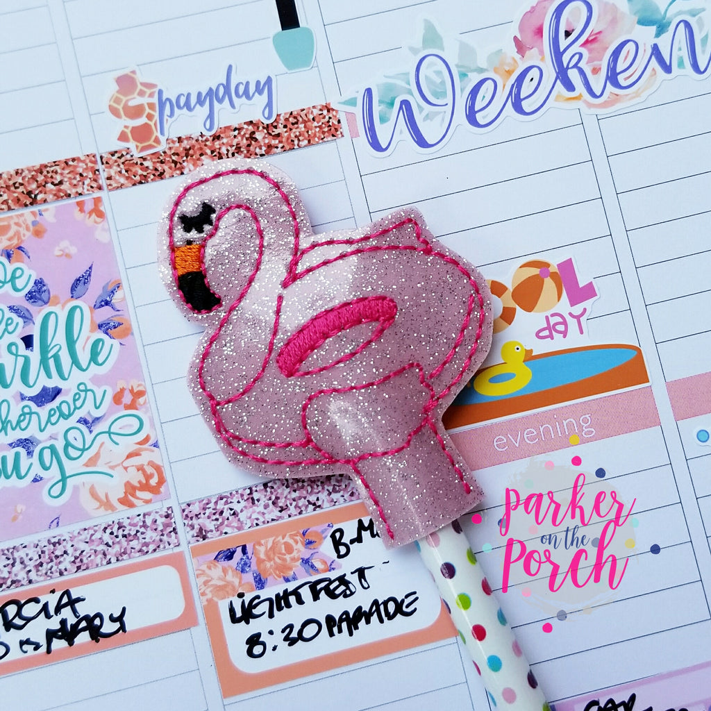 Digital Download- Flamingo Float Pencil Topper - in the hoop machine embroidery ITH pattern