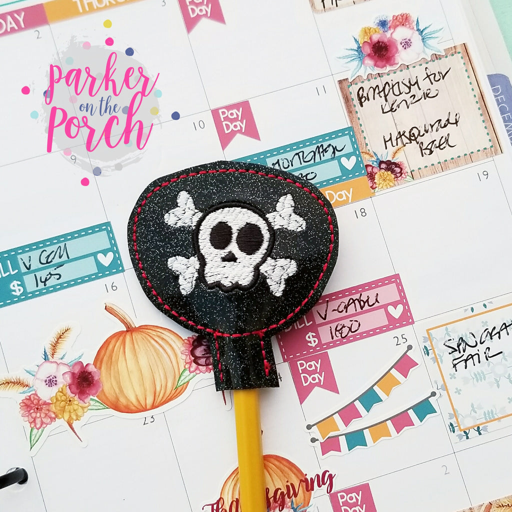 Digital Download- Pirate Eye Patch Pencil Topper - in the hoop machine embroidery ITH pattern