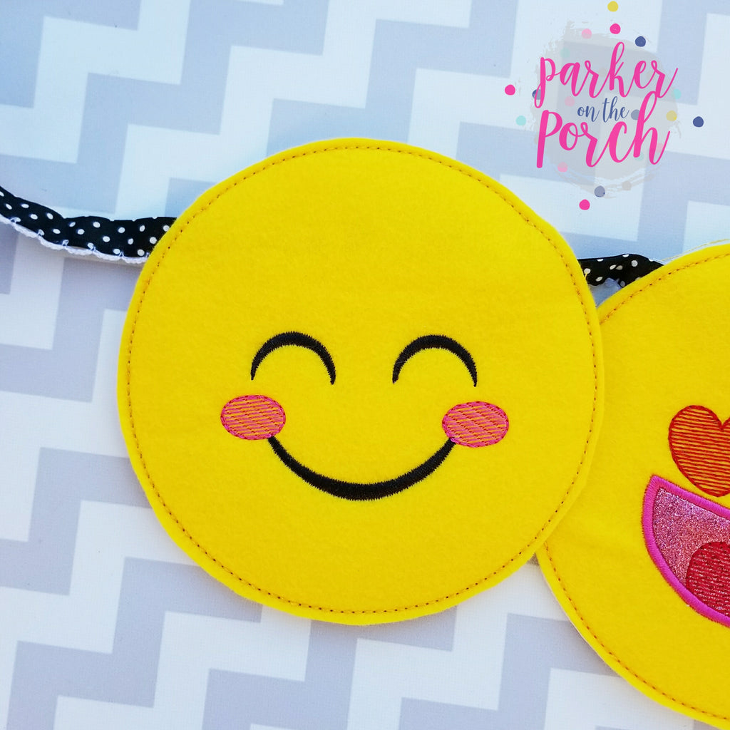 Digital Download- Emoji Banner set of 4 - in the hoop machine embroidery ITH pattern