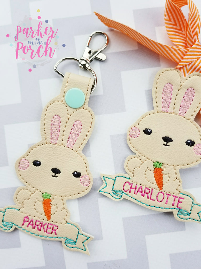 Digital Download- Easter Bunny Snaptab and Basket Tag - in the hoop machine embroidery ITH pattern