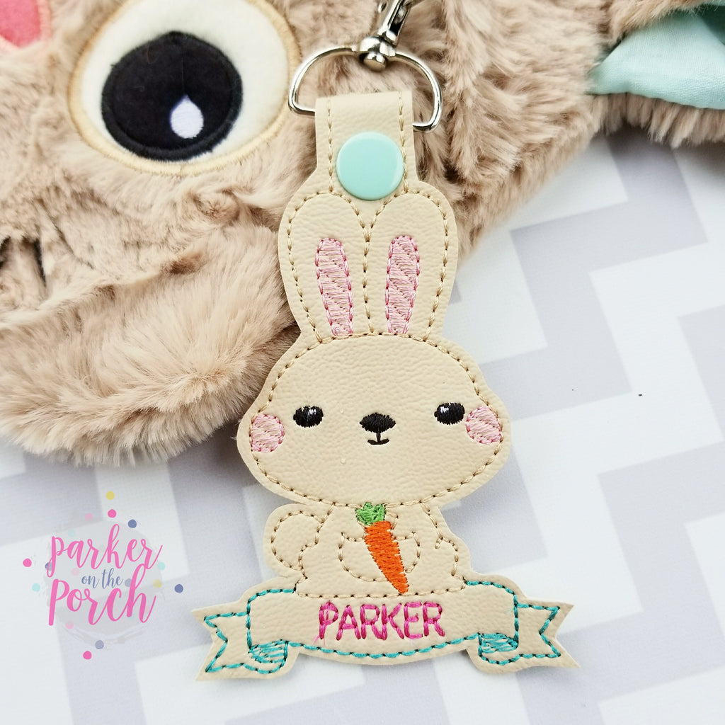 Digital Download- Easter Bunny Snaptab and Basket Tag - in the hoop machine embroidery ITH pattern