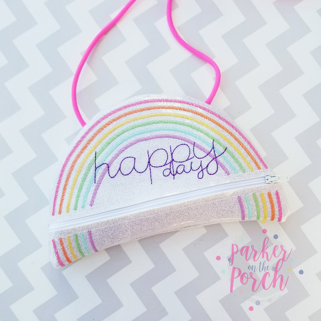 Digital Download - Rainbow Zipper Bag - in the hoop machine embroidery ITH pattern