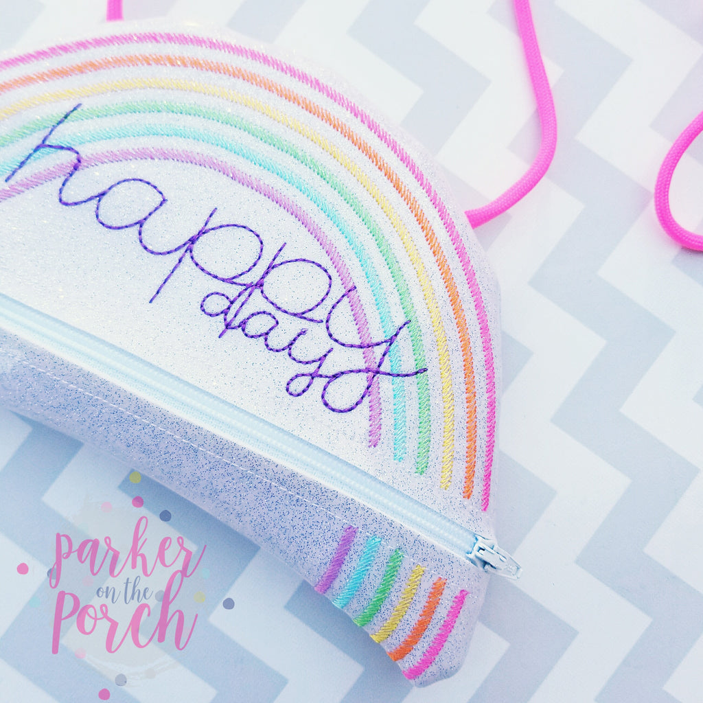 Digital Download - Rainbow Zipper Bag - in the hoop machine embroidery ITH pattern