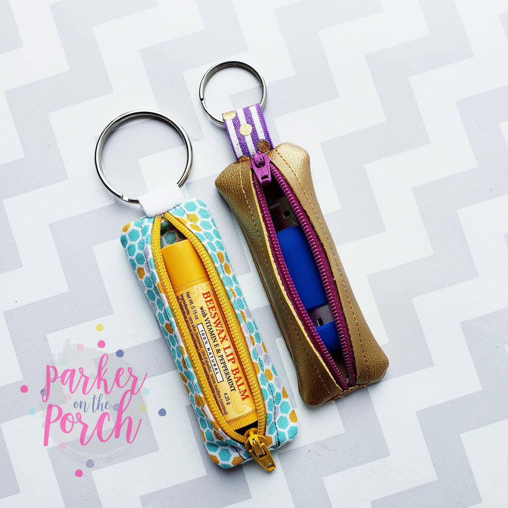 Digital Download - Lip Balm Zipper Pocket Set of 3 Sizes - in the hoop machine embroidery ITH pattern