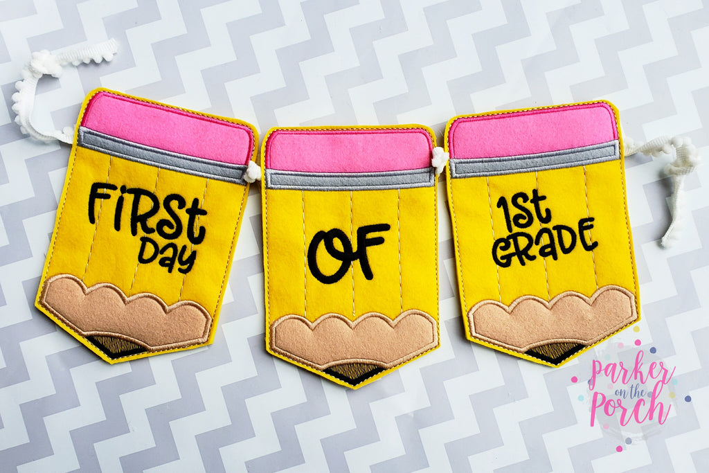 Digital Download- First Day of School Banner- Add-on - in the hoop machine embroidery ITH pattern