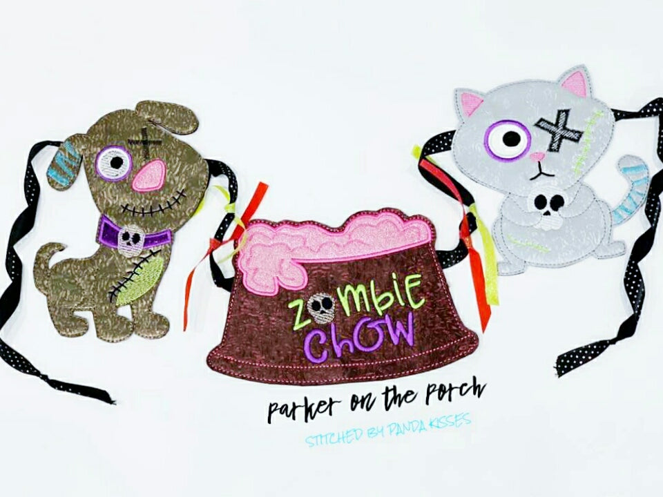 Digital Download- Zombie Pets Banner - in the hoop machine embroidery ITH pattern