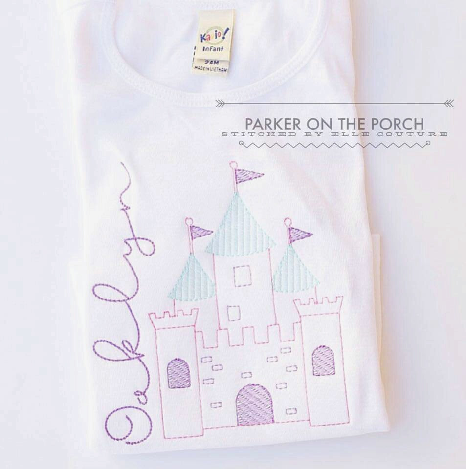 Digital Download- Sketch Castle Embroidery Fill - in the hoop machine embroidery ITH pattern