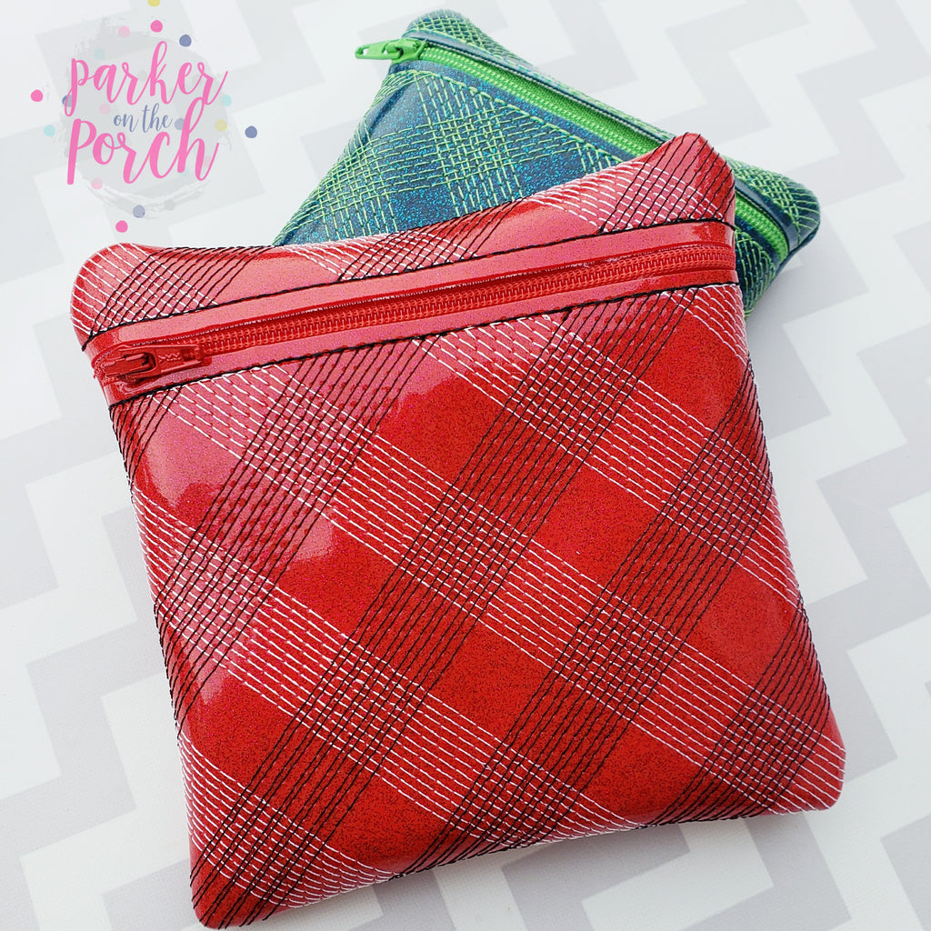 Digital Download - Plaid Zipper Bag - in the hoop machine embroidery ITH pattern