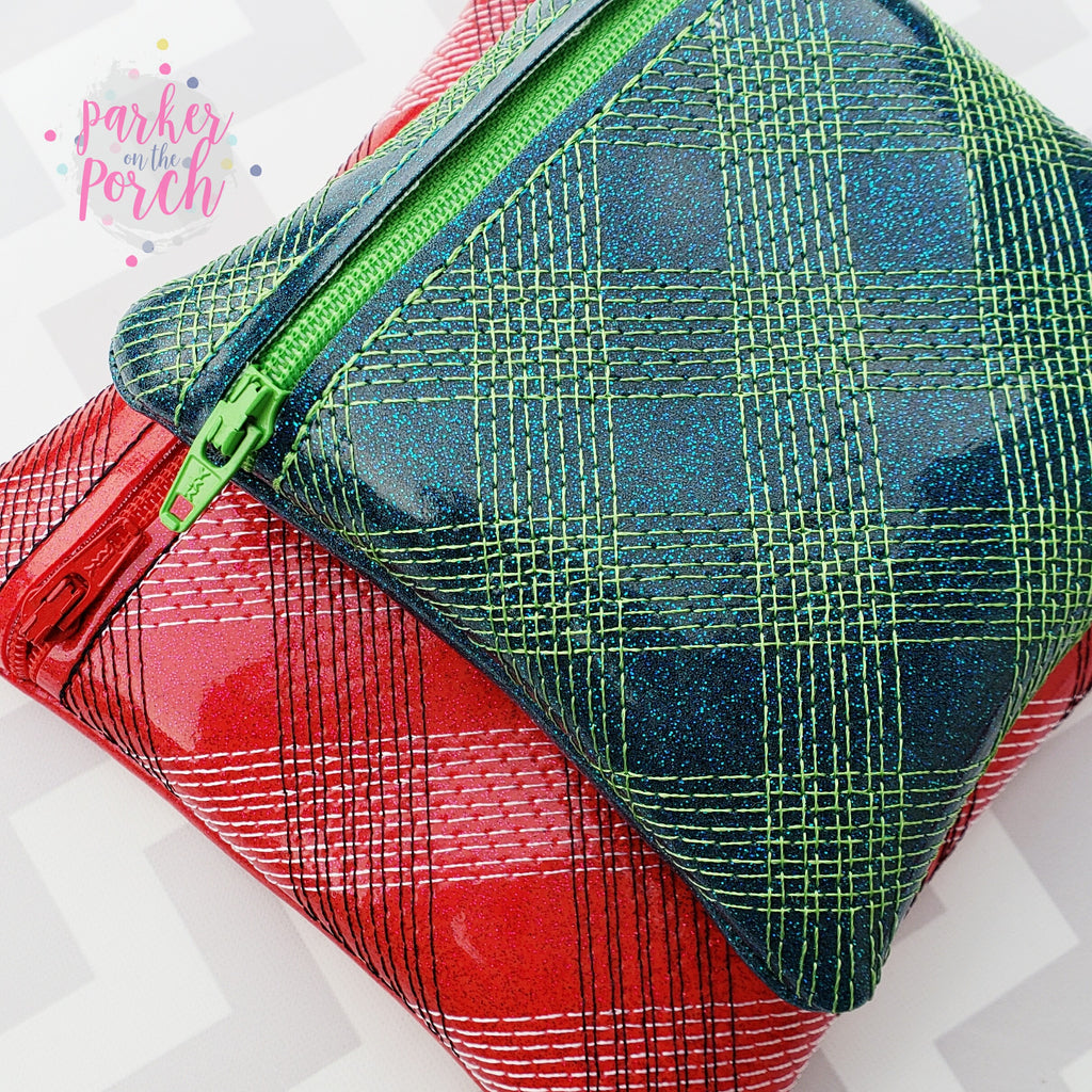Digital Download - Plaid Zipper Bag - in the hoop machine embroidery ITH pattern