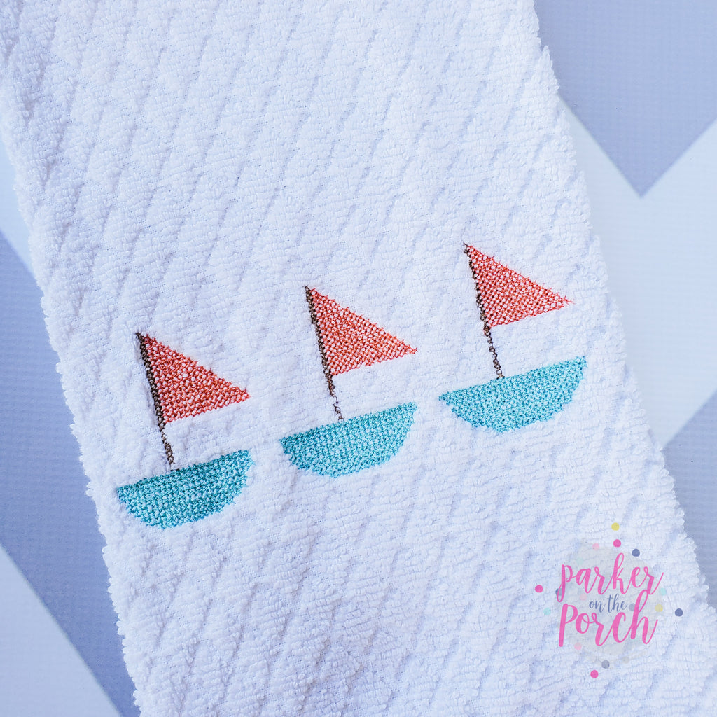 Digital Download- Sailboat Cross Stitch - in the hoop machine embroidery ITH pattern