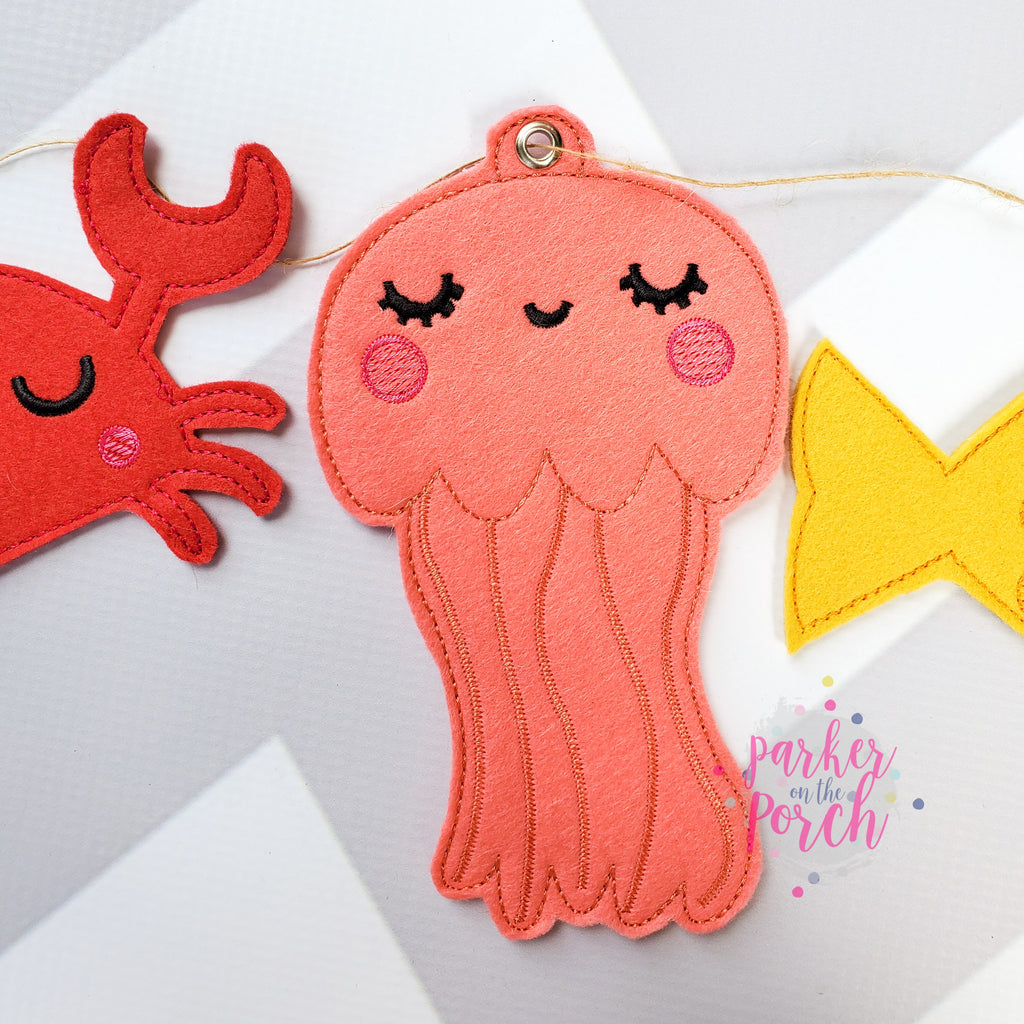 Digital Download- Sea Creatures Banner Bundle Set - in the hoop machine embroidery ITH pattern