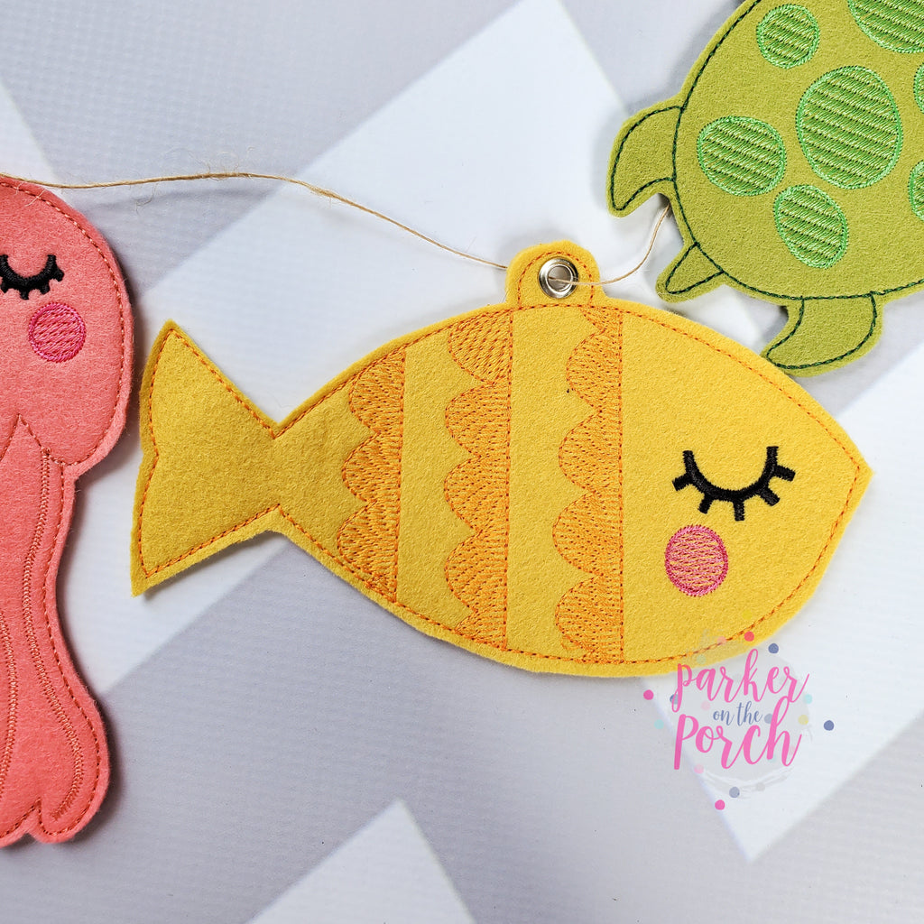 Digital Download- Sea Creatures Banner Bundle Set - in the hoop machine embroidery ITH pattern