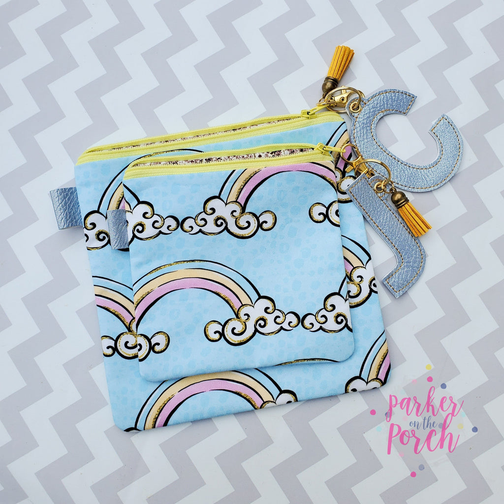 Digital Download - Square Top Zipper Bags - in the hoop machine embroidery ITH pattern