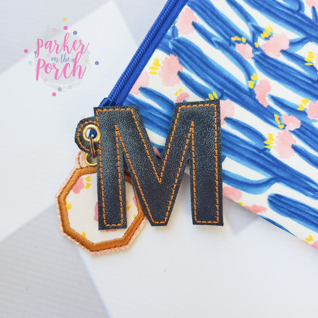 Digital Download - Alpha Monogram Mini Charms - in the hoop machine embroidery ITH pattern