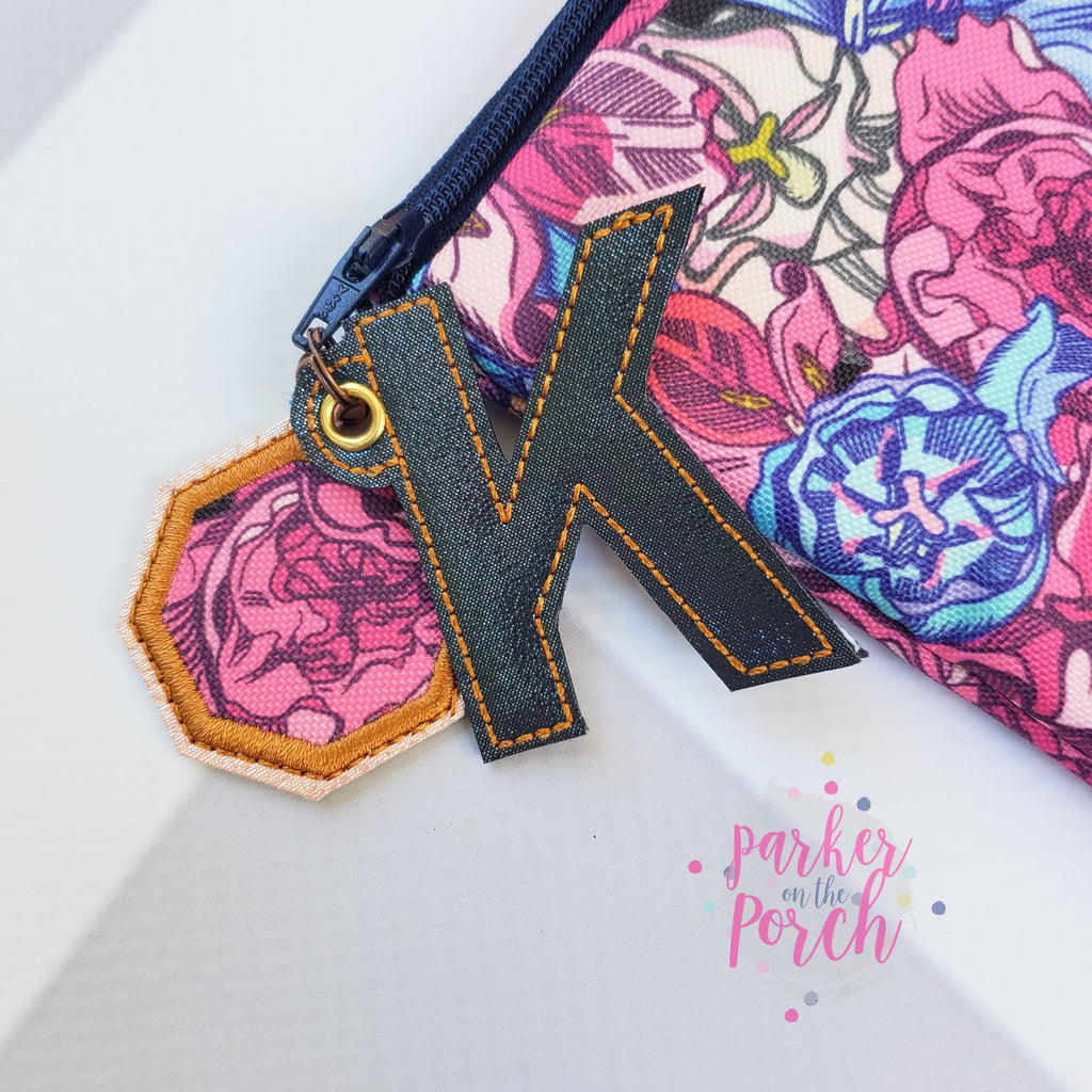 Digital Download - Alpha Monogram Mini Charms - in the hoop machine embroidery ITH pattern