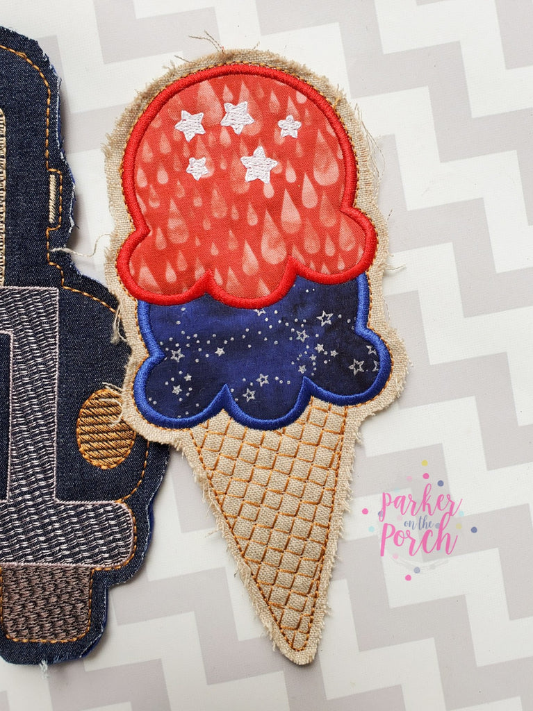 Digital Download- Ice Cream Cone Banner - in the hoop machine embroidery ITH pattern
