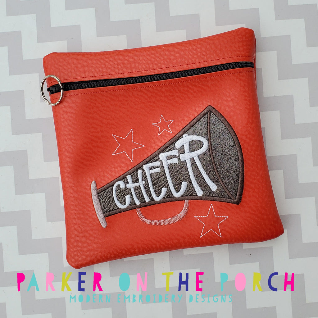 Digital Download - Cheer Zipper Bag - in the hoop machine embroidery ITH pattern