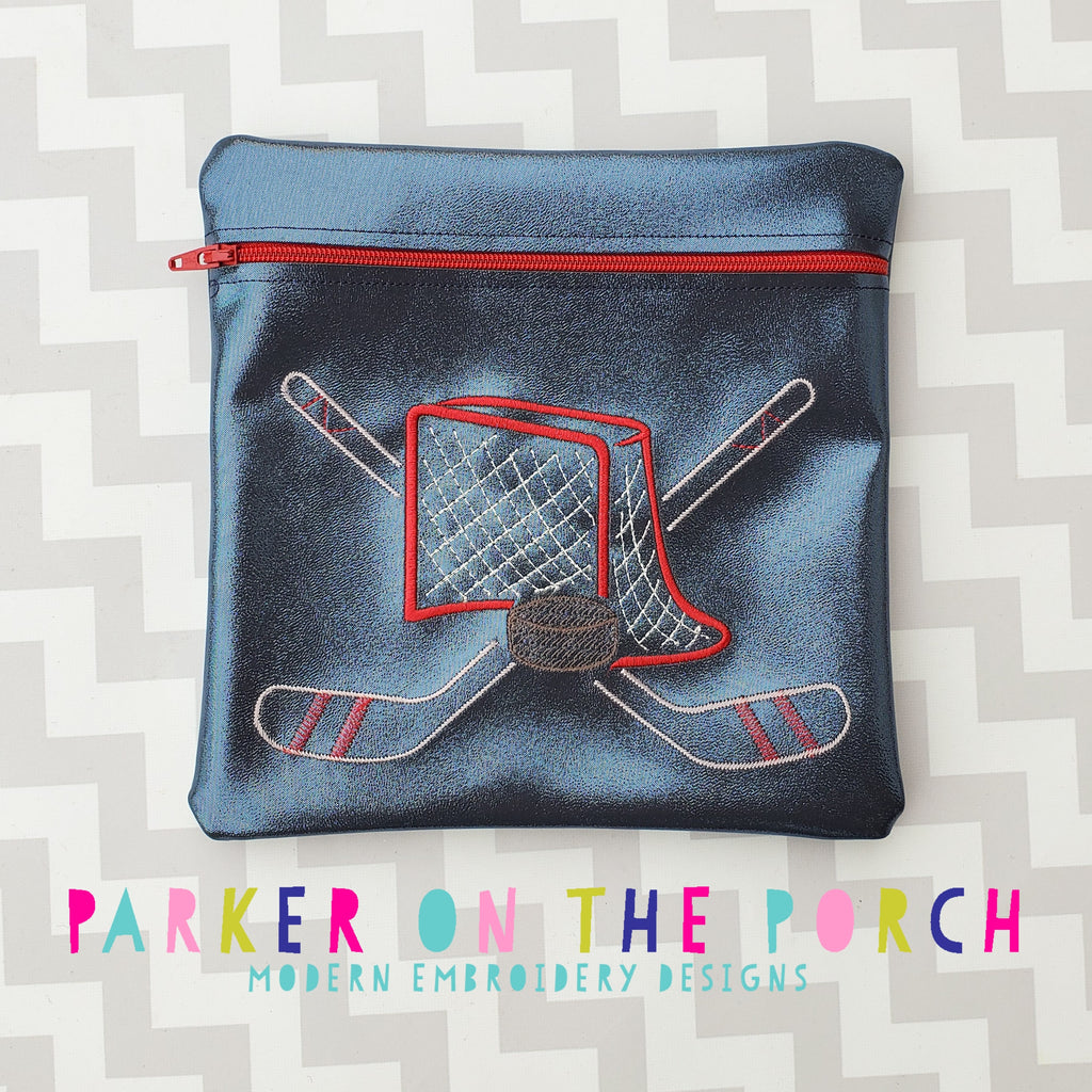 Digital Download - Hockey Zipper Bag - in the hoop machine embroidery ITH pattern