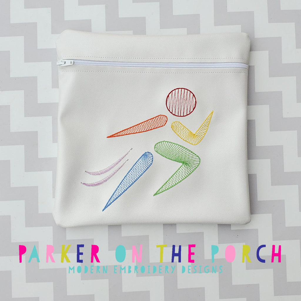 Digital Download - Running Zipper Bag - in the hoop machine embroidery ITH pattern