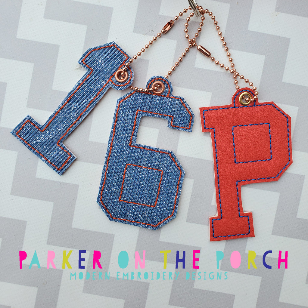 Digital Download - College Alpha Monogram XL Charms - in the hoop machine embroidery ITH pattern