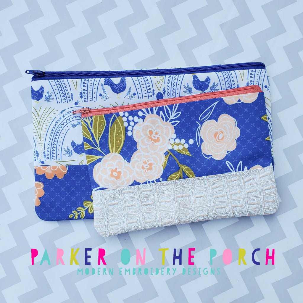 Digital Download - The Horizon Zipper Bag - in the hoop machine embroidery ITH pattern