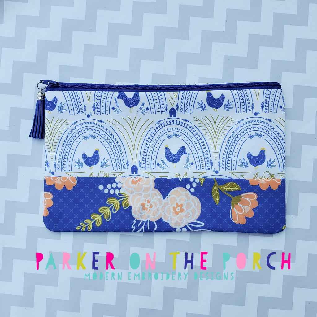 Digital Download - The Horizon Zipper Bag - in the hoop machine embroidery ITH pattern