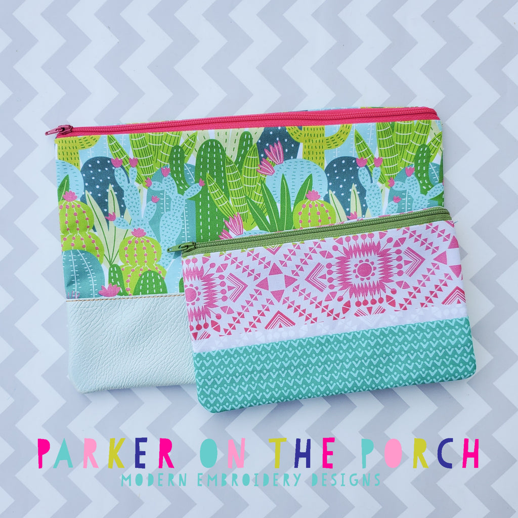 Digital Download - The Horizon Zipper Bag - in the hoop machine embroidery ITH pattern