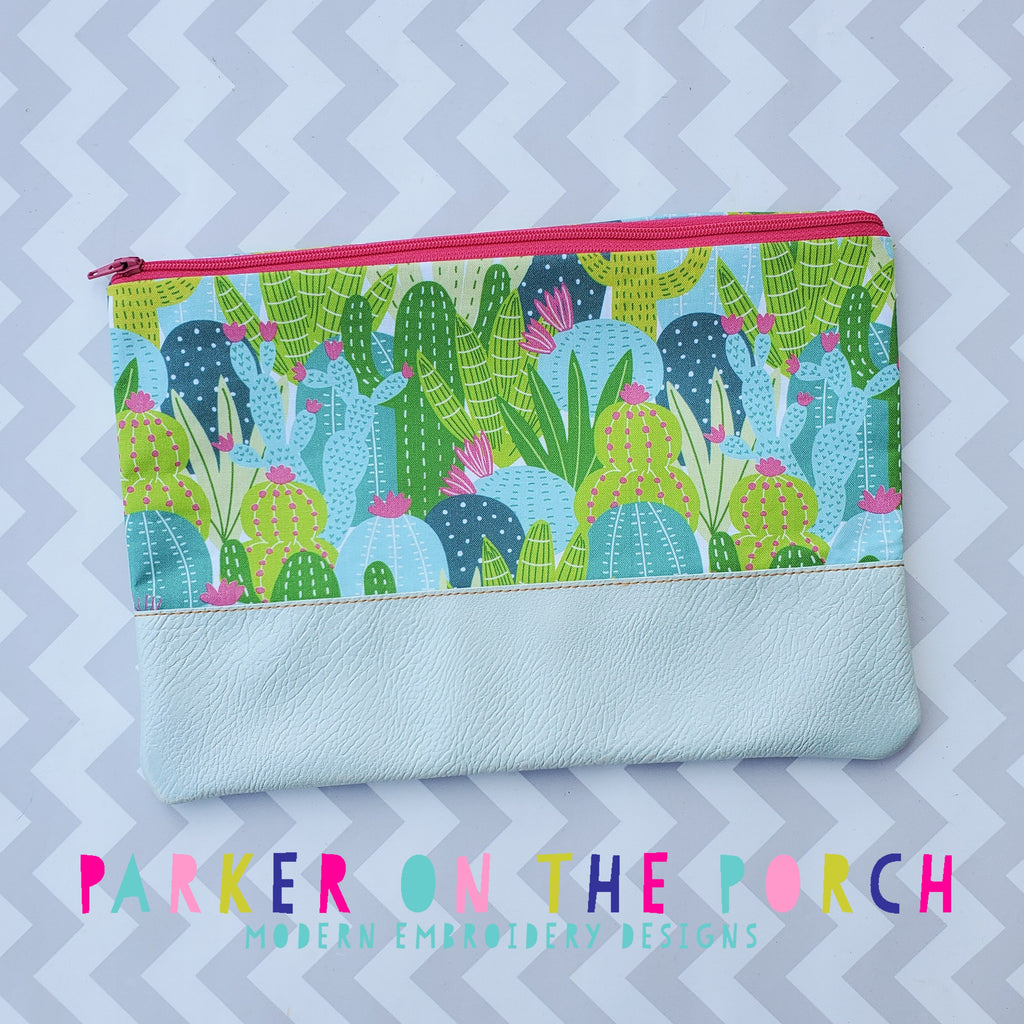 Digital Download - The Horizon Zipper Bag - in the hoop machine embroidery ITH pattern