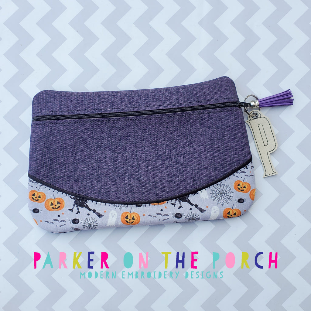 Digital Download - Clutch 2.0 FRONT Zip Zipper Bag - in the hoop machine embroidery ITH pattern