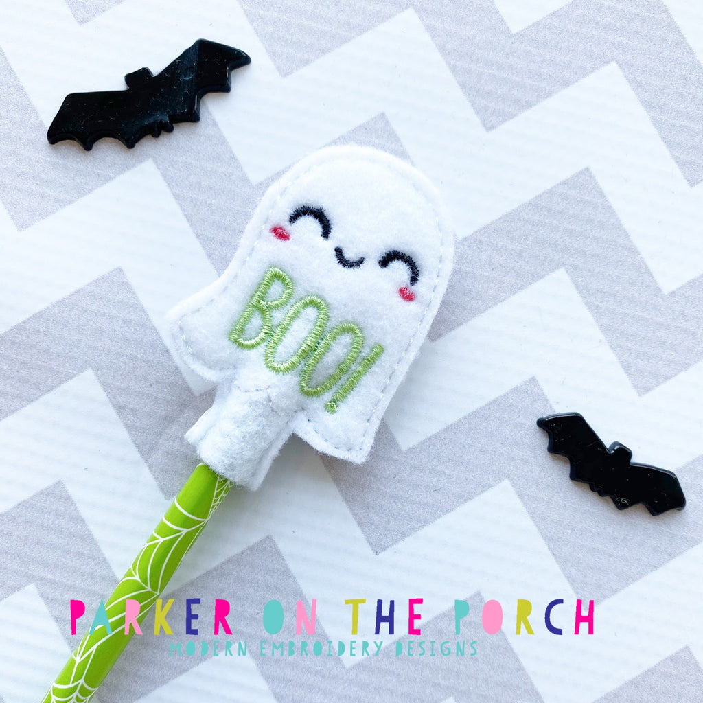 Digital Download- Ghost Pencil Topper - in the hoop machine embroidery ITH pattern