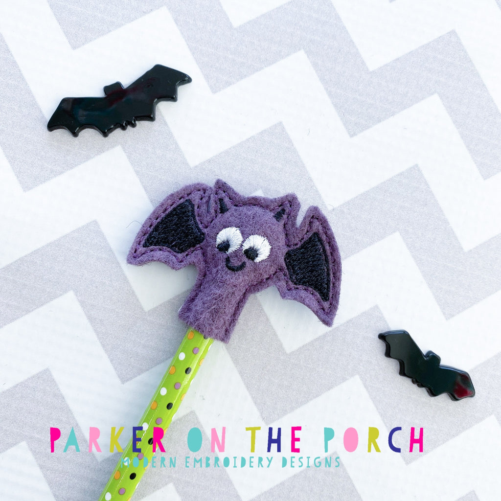 Digital Download- Bat Pencil Topper - in the hoop machine embroidery ITH pattern