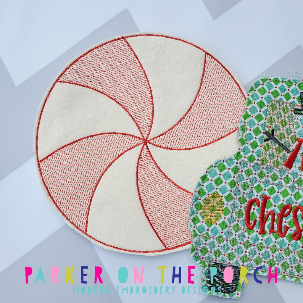 Digital Download- Peppermint Banner - in the hoop machine embroidery ITH pattern