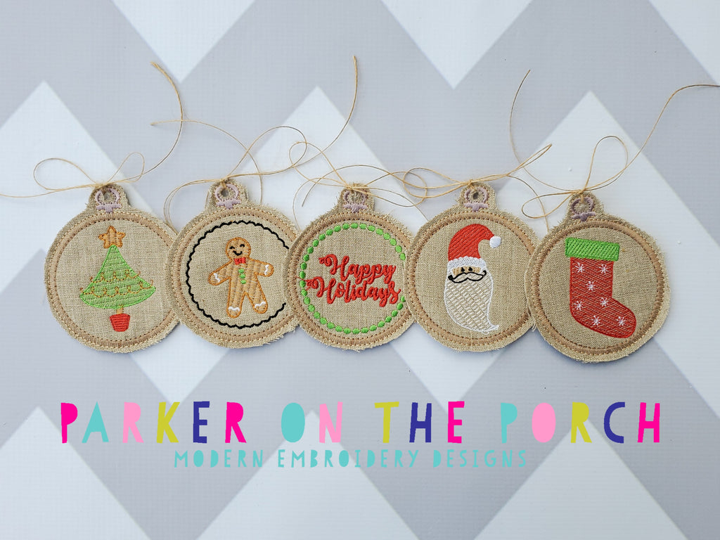 Digital Download- Embroidery Hoop Ornament Christmas  Set - in the hoop machine embroidery ITH pattern