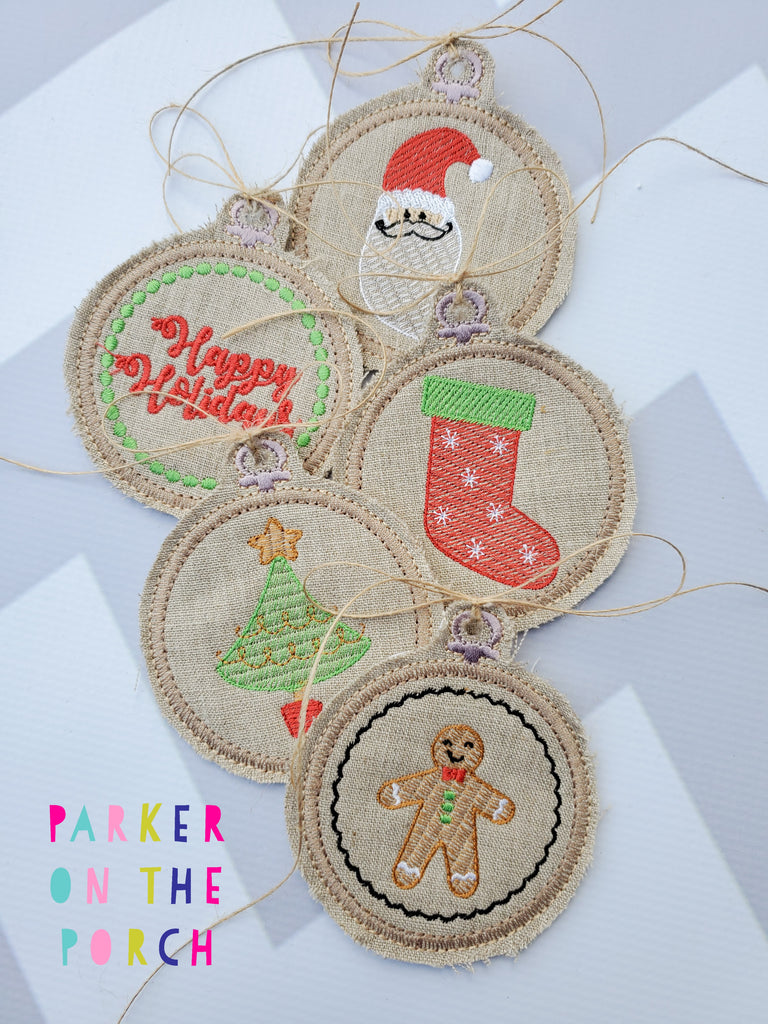 Digital Download- Embroidery Hoop Ornament Christmas  Set - in the hoop machine embroidery ITH pattern