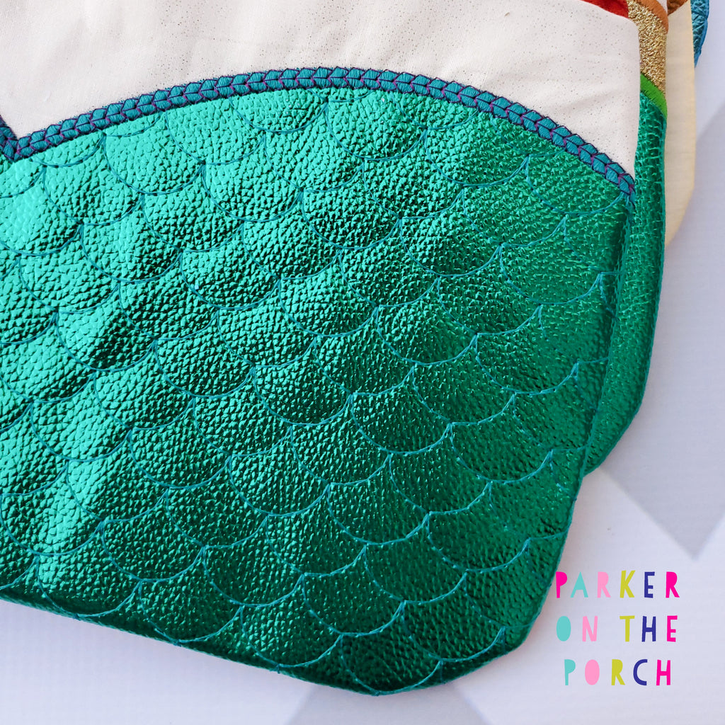 Digital Download- Magical Mermaid Princess Clutch Zipper Bag - in the hoop machine embroidery ITH pattern