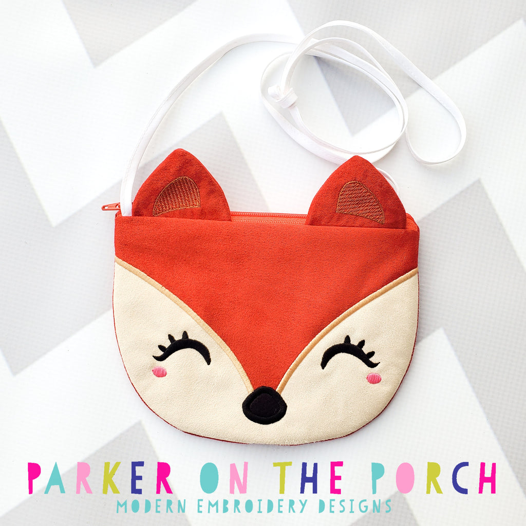 Digital Download- Top Zip Fox Zipper Bag - in the hoop machine embroidery ITH pattern