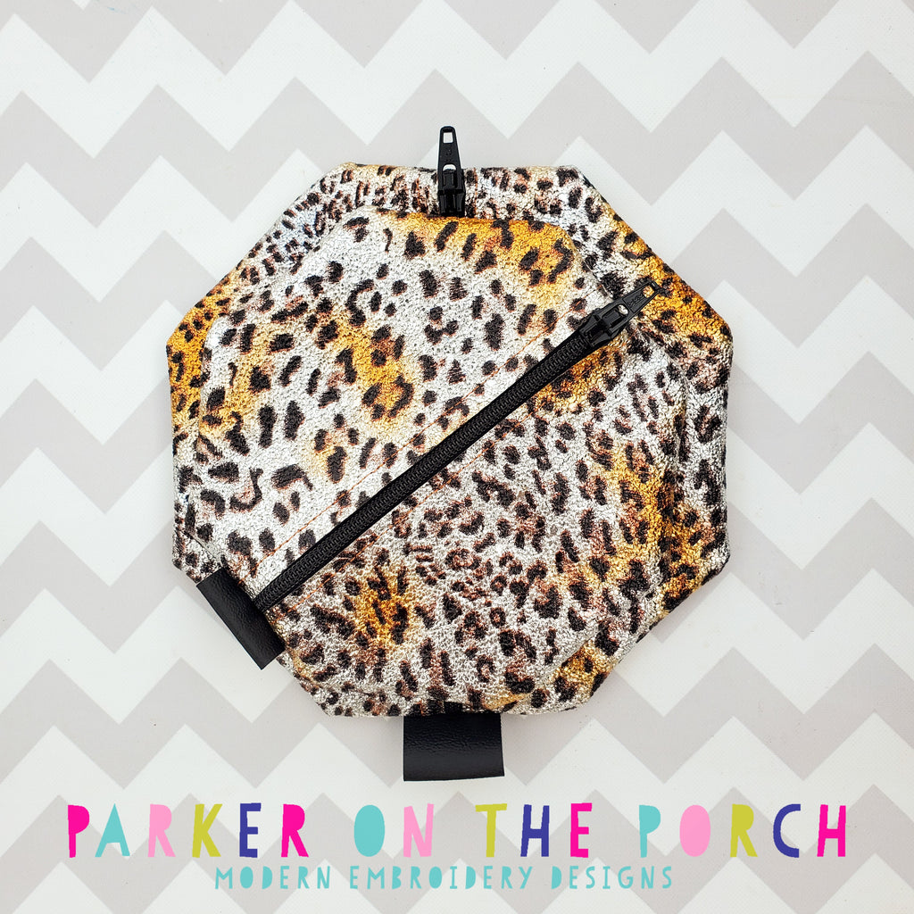 Digital Download- Basic Zipper Bag- Octagon - in the hoop machine embroidery ITH pattern