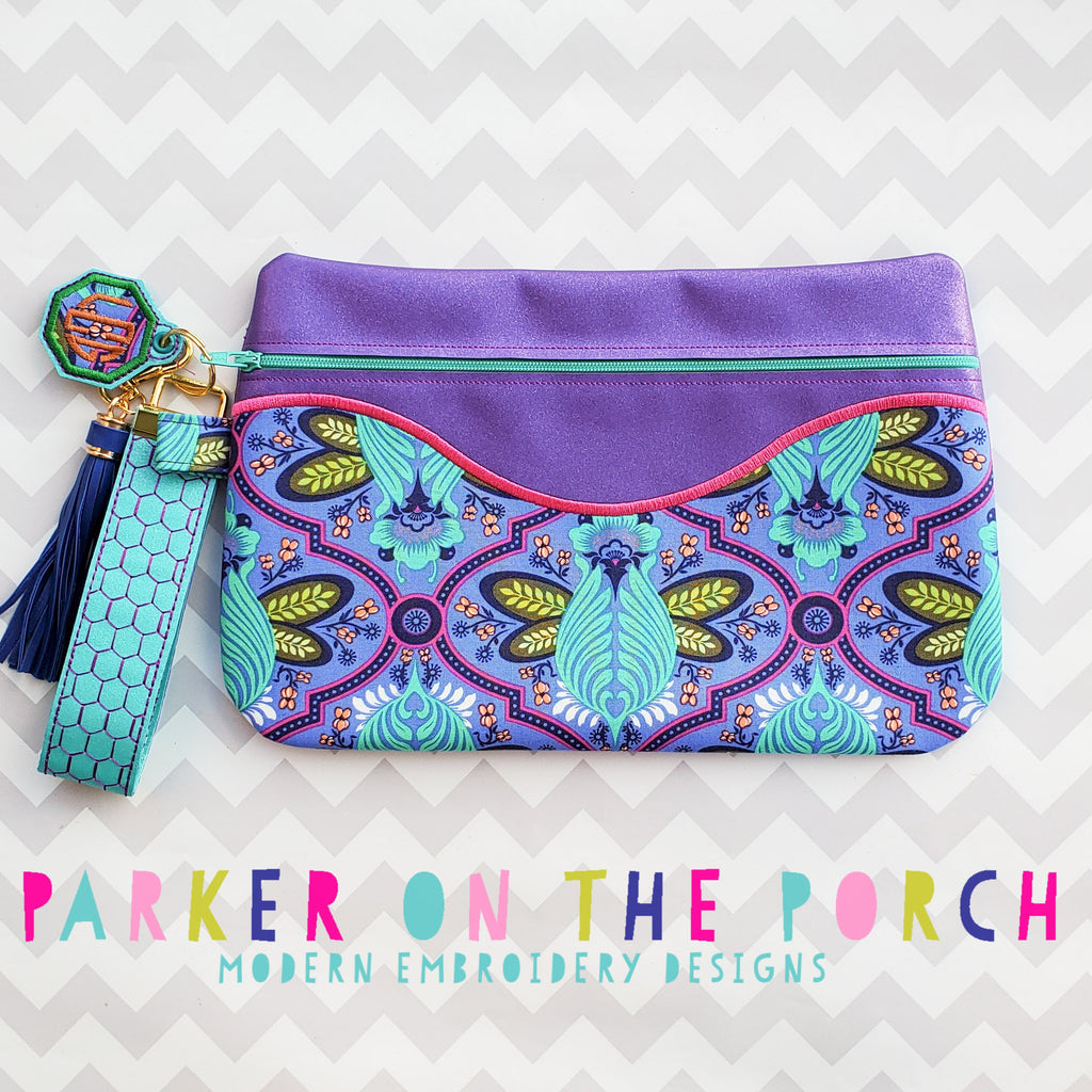 Digital Download- The Daybreak - Front Zip Full Front Applique Zipper Bag - in the hoop machine embroidery ITH pattern